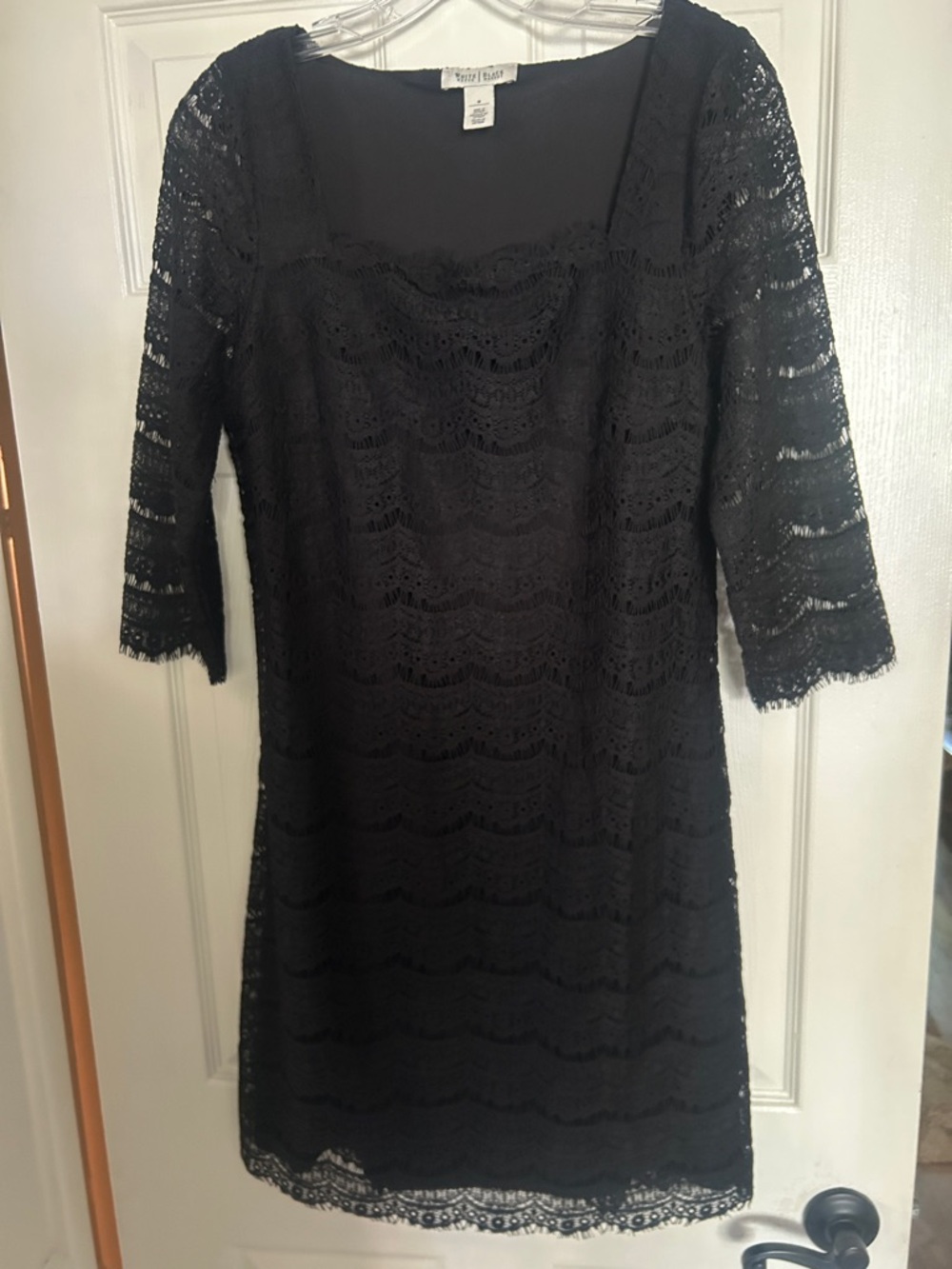 White House Black Market Black Lace Long-Sleeve Sheath Dress